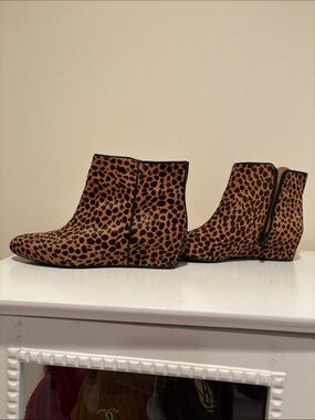 Nine West Leopard Print Ankle Boots - Tan and Black